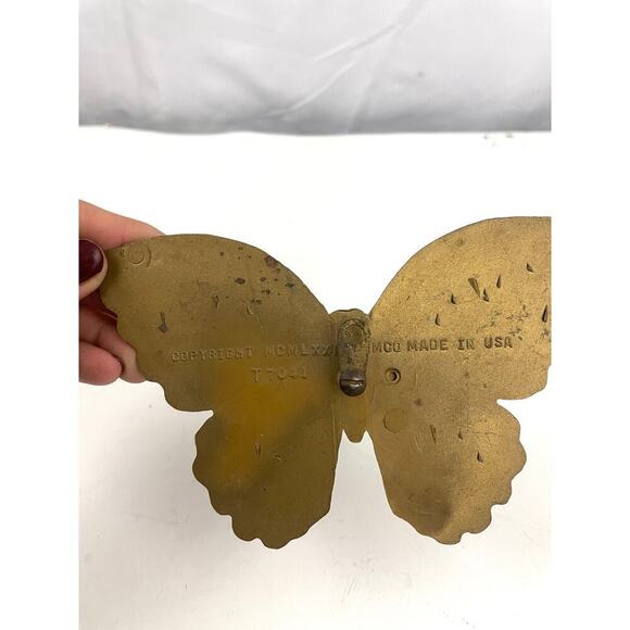 VTG Homco Gold Plastic Butterfly Wall Hanging 1970s 6" Wide - Picture 4 of 12